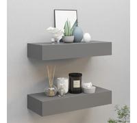 vidaXL Étagères Murales à Tiroirs 2 pcs Gris
