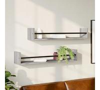 vidaXL Étagères murales avec barres 2 pcs Gris