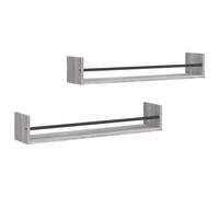 vidaXL Étagères murales avec barres 2 pcs, tablettes suspendues – Sonoma gris 80x16x14 cm