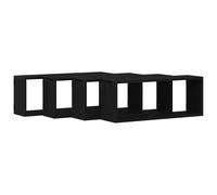 vidaXL Étagères Murales avec étagère 4 pcs Chêne Noir 60 x 15 x 23 cm, Étagère Murale rectangulaire, Style Moderne, Bois Robuste, déco Minimaliste, Rangement Fonctionnel pour Salon