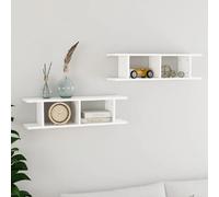 vidaXL 2X Etagères Murales Etagères Suspendues Etagères Flottantes Salon Chambre Salle de Séjour Intérieur Blanc 75x18x20 cm Bois d'Ingénierie