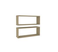 vidaXL Étagères Murales Cube 2 pcs, Supports Suspendus, Tablettes Flottantes, Meubles de Salon Salle de Séjour, Chêne Sonoma Bois d'Ingénierie