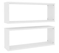 vidaXL Étagères Murales Cube 2 pcs, Supports Suspendus, Tablettes Flottantes, Meubles de Salon Salle de Séjour, Blanc Bois d'Ingénierie