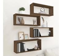 vidaXL Étagères murales cube (4 pcs) - Chêne marron