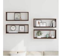 vidaXL Étagères murales cube (4 pcs) - Chêne marron