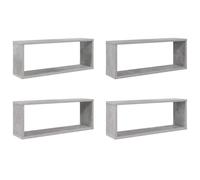 vidaXL Étagères murales cube 4 pcs – Tablettes flottantes bois d'ingénierie, gris béton