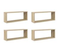 vidaXL Étagères Murales Cube 4 pcs, Supports Suspendus, Tablettes Flottantes, Meubles de Salon Salle de Séjour, Chêne Sonoma Bois d'Ingénierie