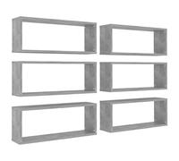 vidaXL Étagères Murales Cube 6 pcs, Supports Suspendus, Tablettes Flottantes, Meubles de Salon Salle de Séjour, Gris Béton Bois d'Ingénierie