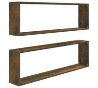 Vidaxl Étagères Murales Cubiques 2 Pcs Chêne Fumé 100x15x30 Cm