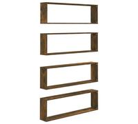 Vidaxl Étagères Murales Cubiques 4 Pcs Chêne Fumé 100x15x30 Cm