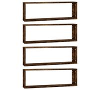 Vidaxl Étagères Murales Cubiques 4 Pcs Chêne Fumé 80x15x26,5 Cm Multicolore