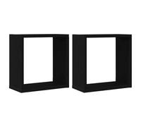 vidaXL Étagères murales cubiques Lot de 2 chêne Noir 30 x 15 x 30 cm Bois