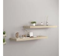 Vidaxl Étagères Murales Flottantes 2 Pcs Chêne 80x23,5x3,8 Cm Mdf Multicolore