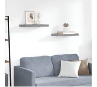 vidaXL 2X Etagères Murales Flottantes Etagères Suspendues Supports Muraux Bibliothèque Salle de Séjour Intérieur Gris 50x23x3,8 cm MDF
