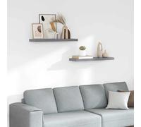 vidaXL 2X Etagères Murales Flottantes Etagères Suspendues Supports Muraux Bibliothèque Salle de Séjour Intérieur Gris 80x23,5x3,8 cm MDF