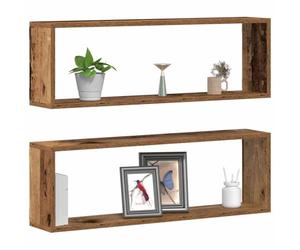 vidaXL Étagères Murales Montage Mural 2 pc Bois Ancien 80 x 15 x 26 cm | Un look moderne qui s'adapte à n'importe quel coin de votre chez-vous, Optimise efficacement l'espace sur vos murs,