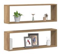 vidaXL Étagères Murales Montage Mural 2 pc Chêne Artisan | Style moderne avec finition en chêne artisanal, Idéal pour les petits espaces ou les studios,