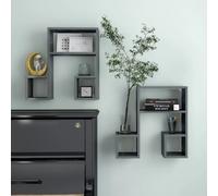 vidaXL Étagères murales 2 pcs gris brillant 50x15x50cm bois ingénierie