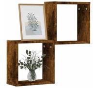 vidaXL Étagères murales en forme de cube 2 pcs chêne fumé 30×15×30 cm