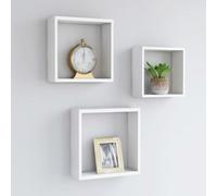 vidaXL Étagères murales sous forme de cube 3 pcs Blanc MDF