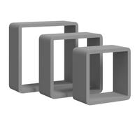 vidaXL Etagères Murales sous Forme de Cube 3 pcs Etagères Flottantes Etagères Suspendues Organisateur Unité Murale Intérieur Gris MDF