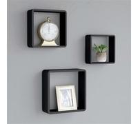 vidaXL Etagères Murales sous Forme de Cube 3 pcs Etagères Flottantes Etagères Suspendues Organisateur Unité Murale Intérieur Noir MDF