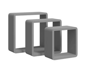 vidaXL Etagères Murales sous Forme de Cube 3 pcs Etagères Flottantes Etagères Suspendues Organisateur Unité Murale Intérieur Gris MDF