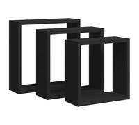 vidaXL Etagères Murales sous Forme de Cube 3 pcs Etagères Suspendues Etagères Flottantes Organisateur Unité Murale Intérieur Noir MDF