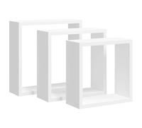 vidaXL Etagères Murales sous Forme de Cube 3 pcs Etagères Suspendues Etagères Flottantes Organisateur Unité Murale Intérieur Blanc MDF