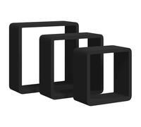 vidaXL Étagères murales sous Forme de Cube 3 pcs Noir MDF