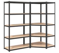 vidaXL Étagères pour charges lourdes avec 5 étagères 2 pcs. Gris Acier & bois composite