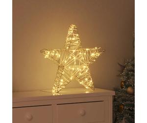 vidaXL Étoile en 3D avec 50 LED Blanc chaud 55 x 52.5 x 9 cm Rotin