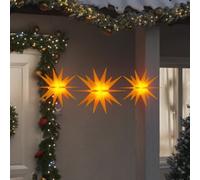 vidaXL Étoiles de Moravie avec LED 3 pcs pliable jaune