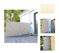 vidaXL Éventail latéral de terrasse pliable Crème 400×200 cm - Parasols et ombrelles
