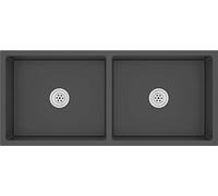 vidaXL Évier de cuisine à encastrer fait main rectangulaire 2 bacs Inox noir Design contemporain