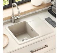 vidaXL Évier Beige 560 x 460 mm 80% Quartz et 20% Résine