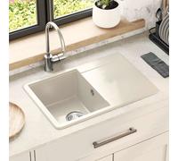 vidaXL Évier Beige 670 x 460 mm 80% Quartz et 20% Résine