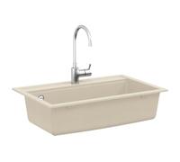 vidaXL Évier Beige 795 x 505 mm Granite, Évier Moderne, rectangulaire en Quartz, Robuste, résistant aux Rayures, Facile à intégrer