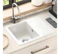 vidaXL Évier Blanc 560 x 460 mm 80% Quartz et 20% Résine