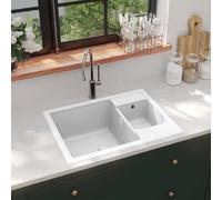 VidaXL Évier Cuisine Double Blanc