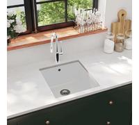 vidaXL Évier Cuisine Granit Seul Lavabo Blanc