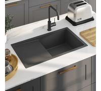 vidaXL Évier Cuisine Noir 75x44x20 cm Avec Égouttoir