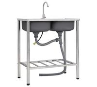 VidaXL Évier de camping Double lavabo