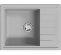 vidaXL Evier de cuisine avec trop-plein Ovale Gris Granit