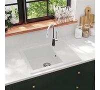 vidaXL Evier de cuisine avec trop-plein ovale blanc granit