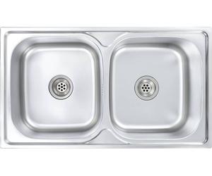 vidaXL Évier de cuisine double avec passoire & siphon Acier inoxydable