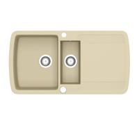 vidaXL Evier de Cuisine Double Lavabo Egouttoir Encastré Réversible avec Trou de Montage pour Robinet et Distributeur de Savon Maison Intérieur Granit Beige