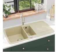 vidaXL – Évier de cuisine en granit 144854 double encastré réversible avec trou pour robinet – Beige