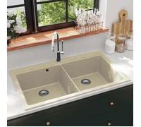 vidaXL Evier de Cuisine Double Lavabo Egouttoir Encastré Réversible avec Trou de Montage pour Robinet 144851