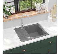 vidaXL Évier en granit simple bassin gris